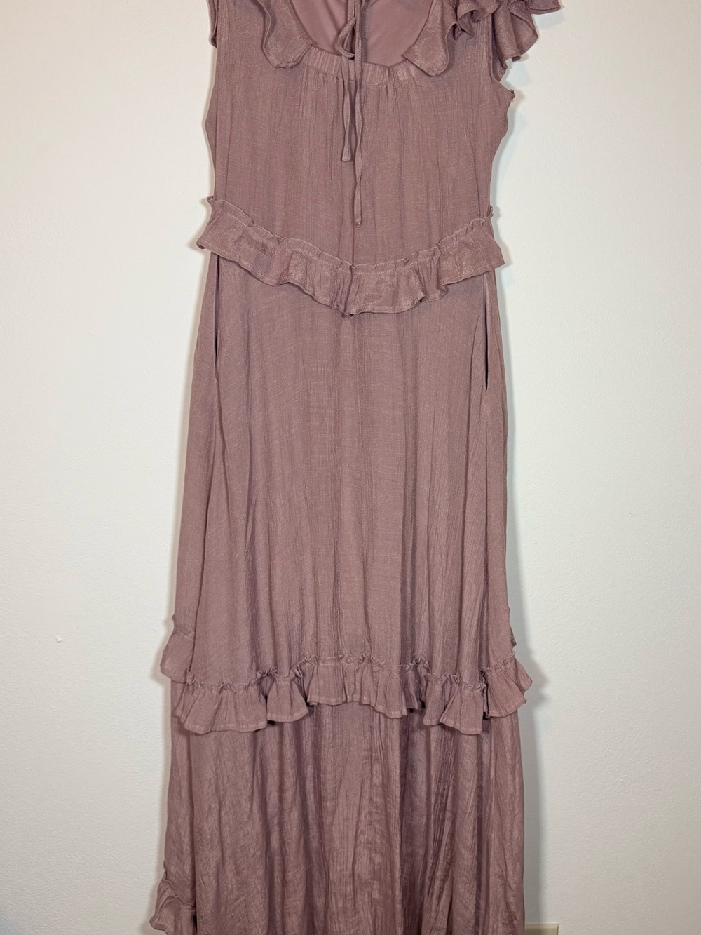 Mauve Ruffle-Trim Maxi Dress -m